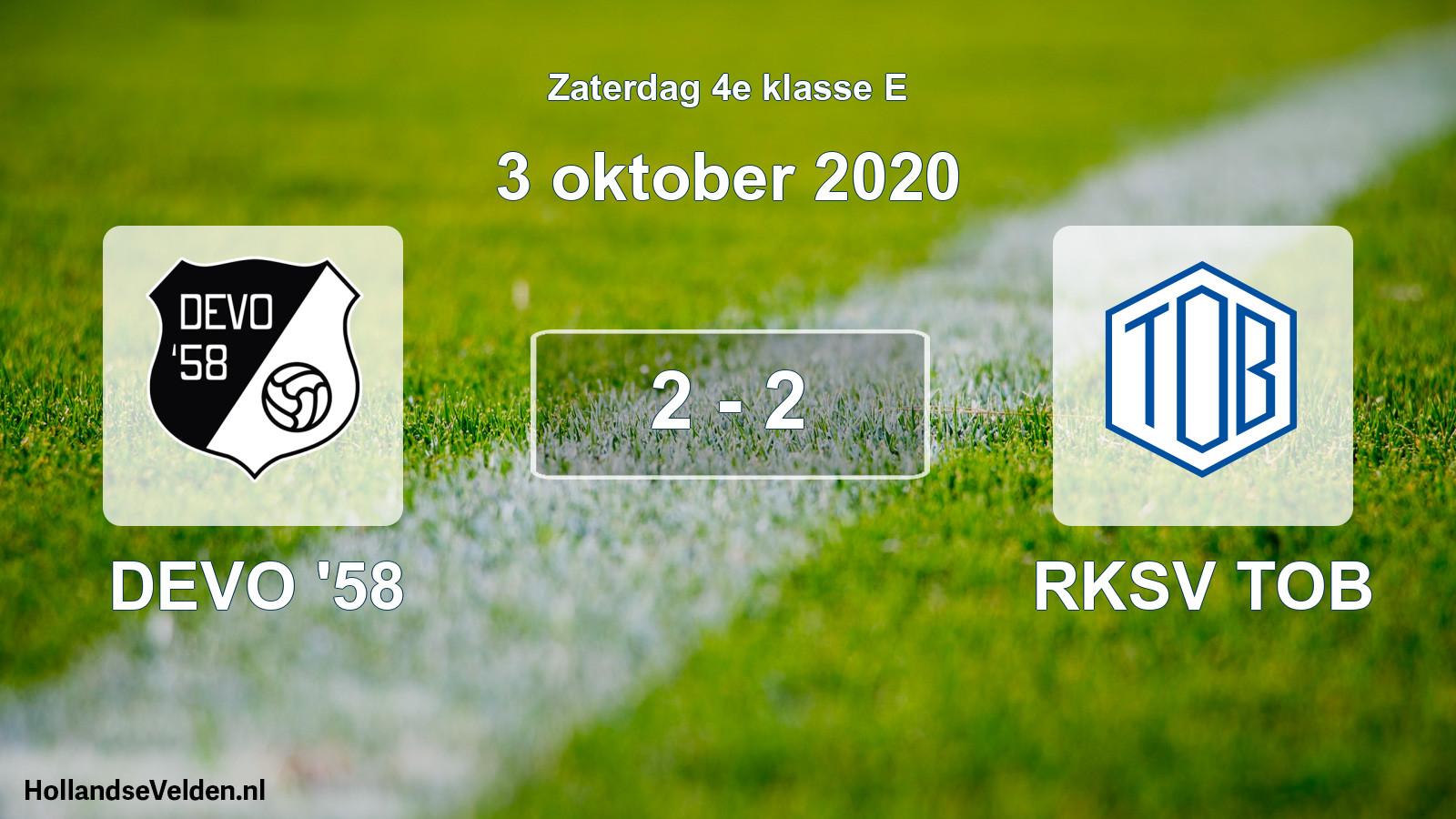 Total number of matches played: DEVO '58 - RKSV TOB 2 - 2 (3 October 2020)