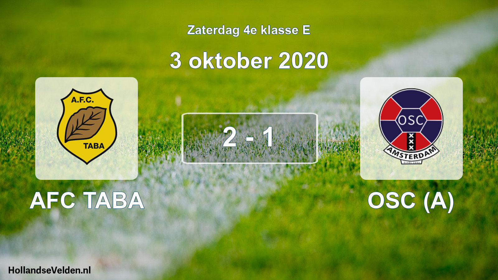 Total number of matches played: AFC TABA - OSC (A) 2 - 1 (3 October 2020)