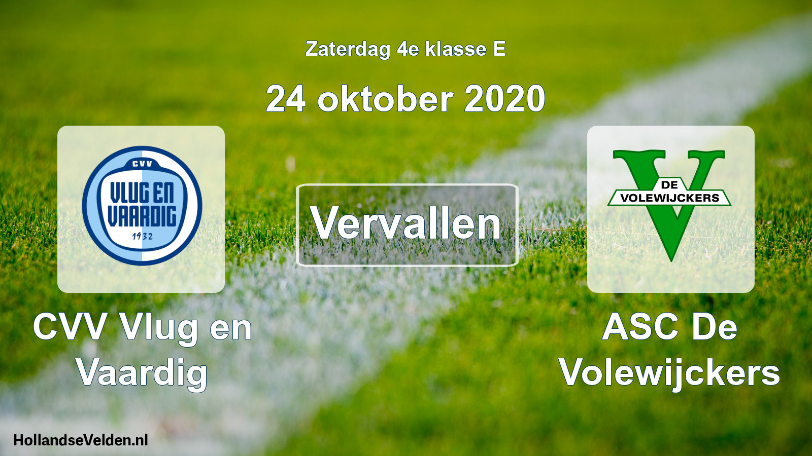 Scheduled Match: CVV Vlug en Vaardig - ASC De Volewijckers (24 October 2020)