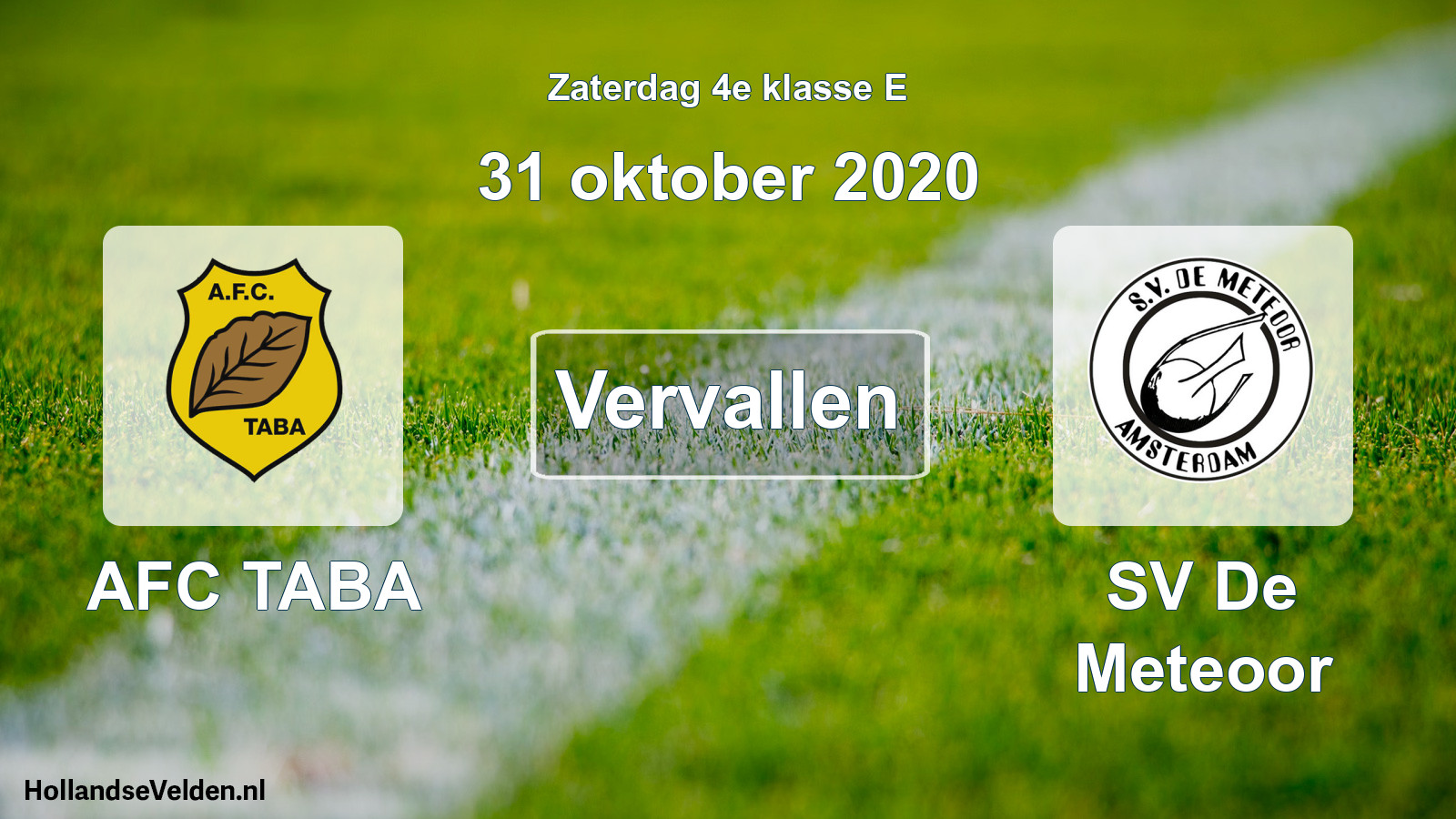 Scheduled Match: AFC TABA - SV De Meteoor (31 October 2020)