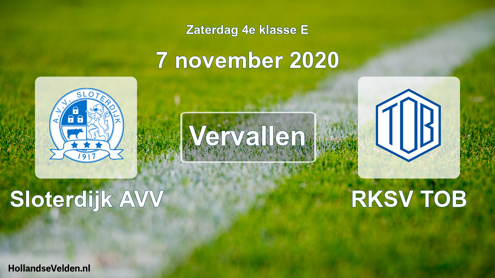 Scheduled Match: Sloterdijk AVV - RKSV TOB (7 November 2020)