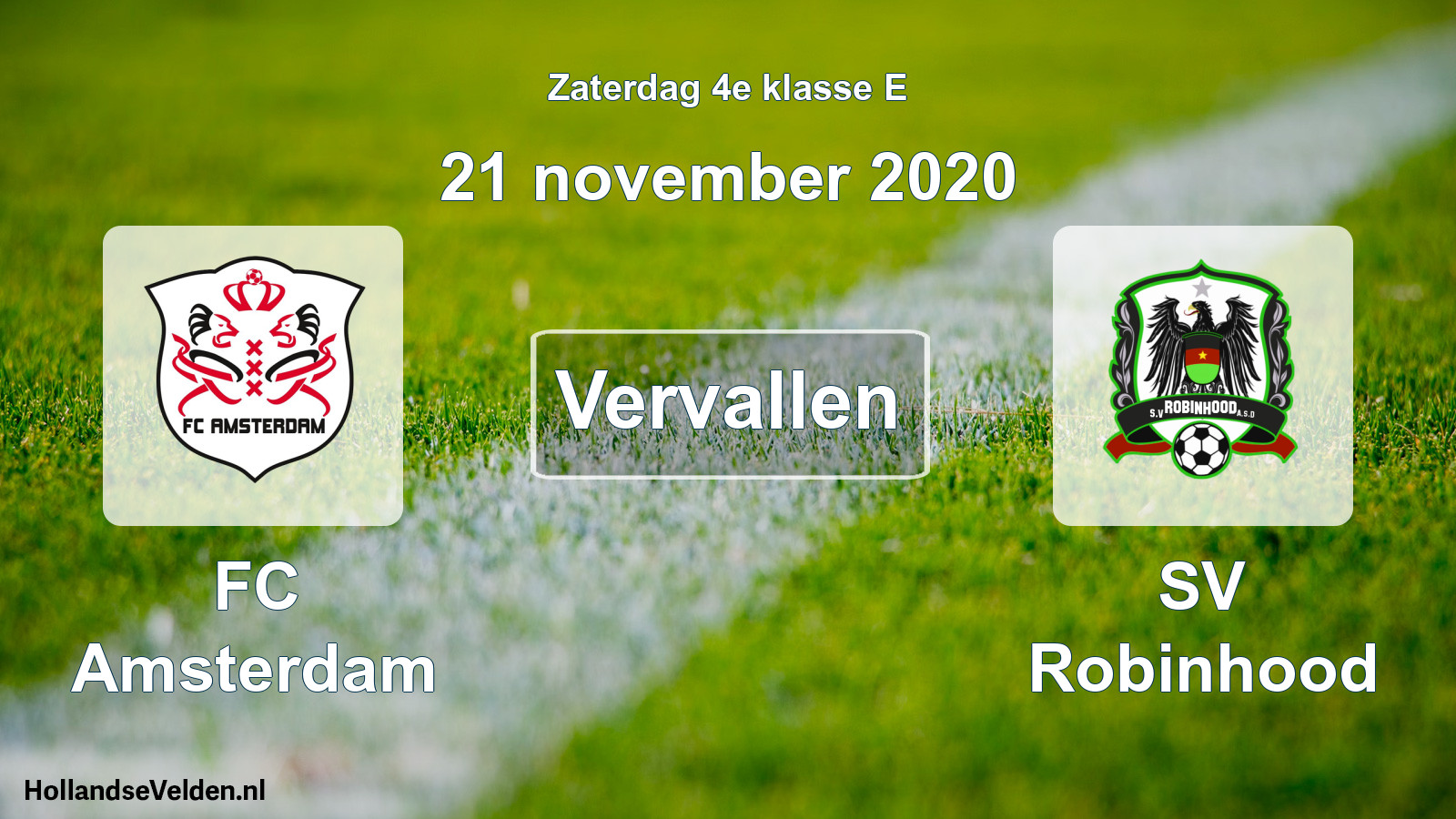 Scheduled Match: FC Amsterdam - SV Robinhood (21 November 2020)