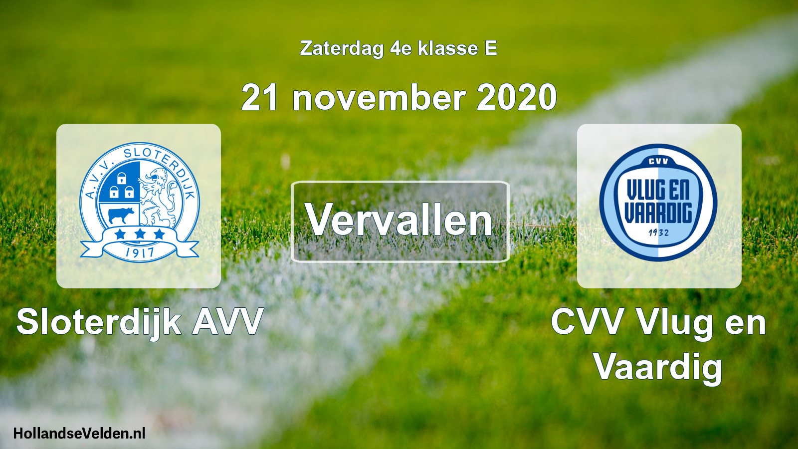Scheduled Match: Sloterdijk AVV - CVV Vlug en Vaardig (21 November 2020)