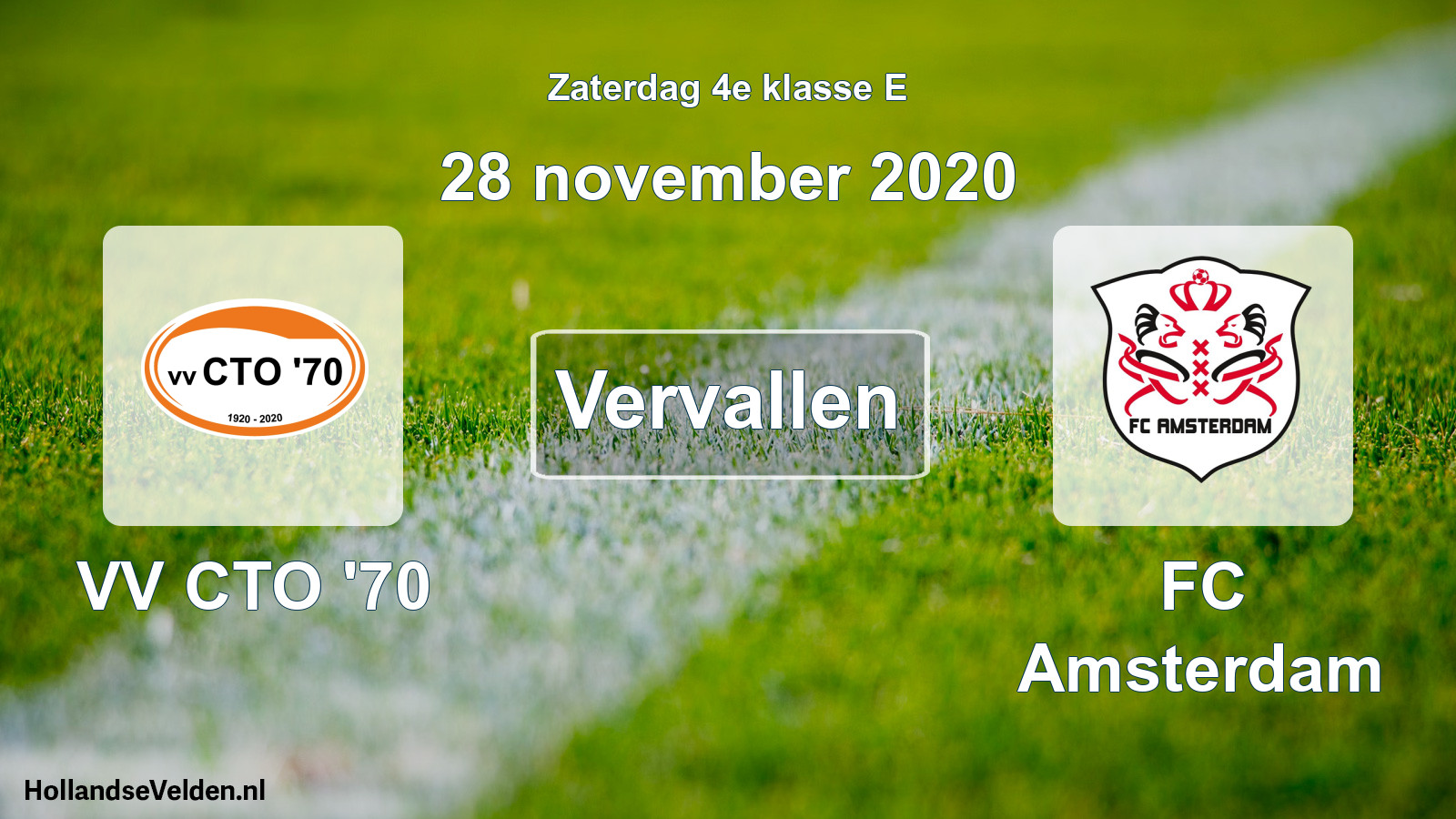 Scheduled Match: VV CTO '70 - FC Amsterdam (28 November 2020)