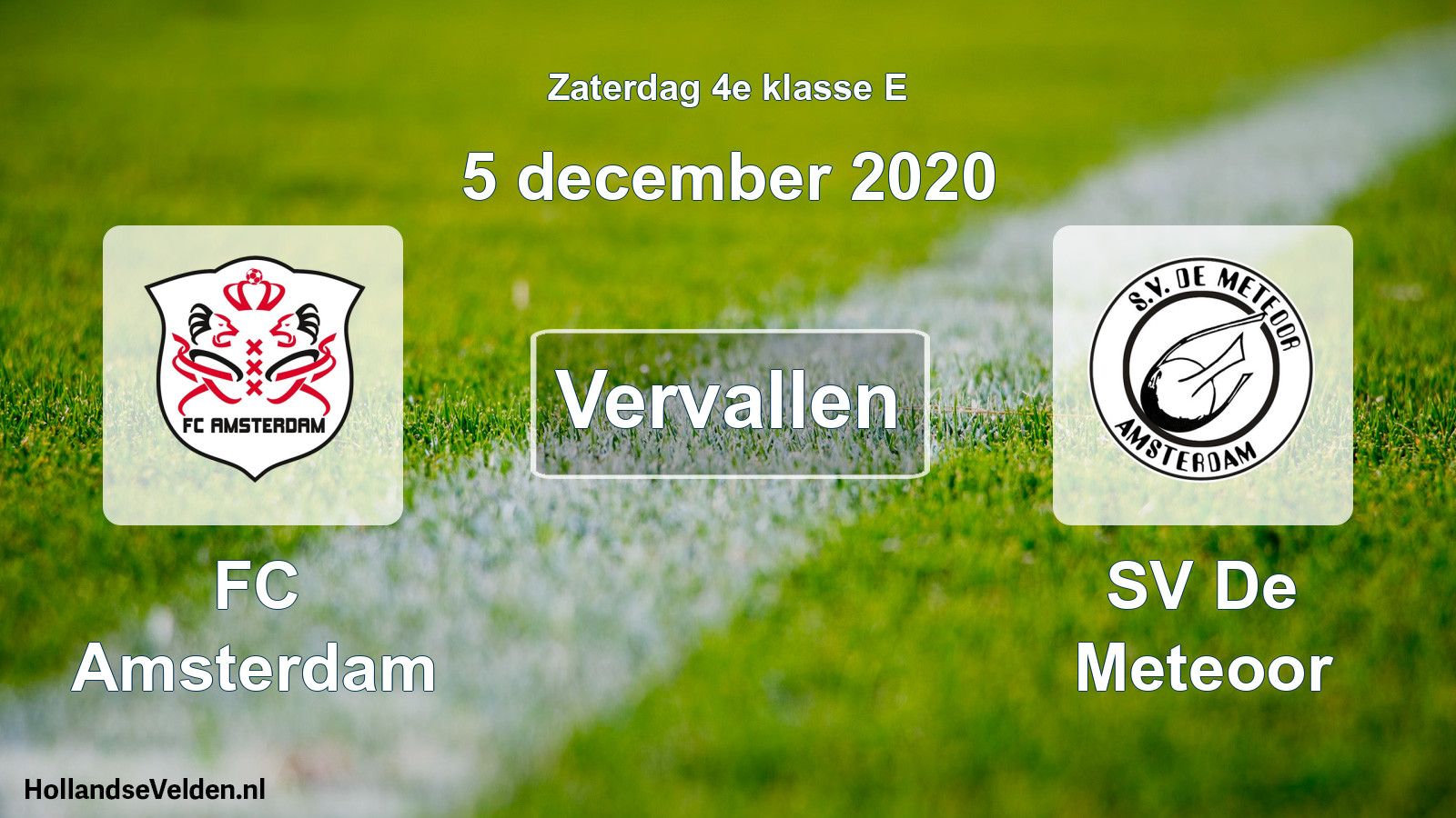 Scheduled Match: FC Amsterdam - SV De Meteoor (5 December 2020)