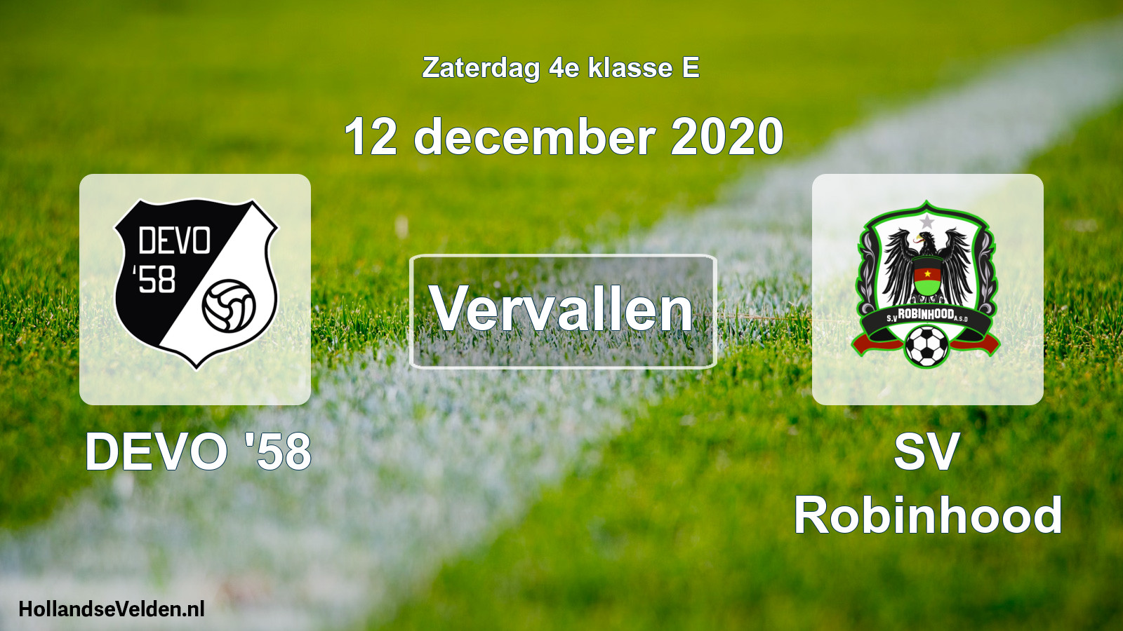 Scheduled Match: DEVO '58 - SV Robinhood (12 December 2020)