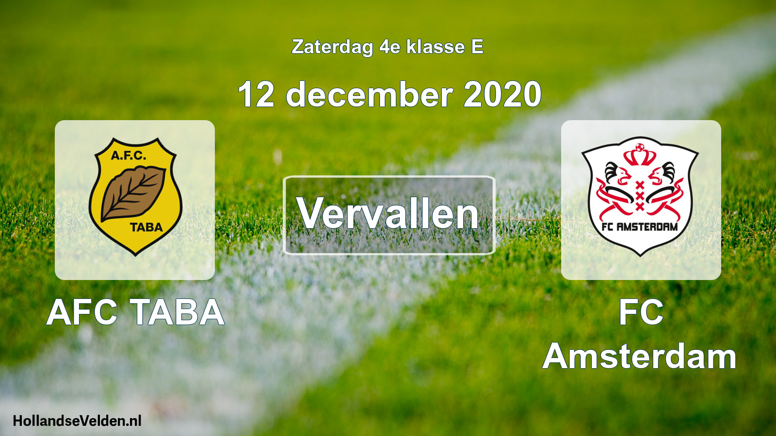 Scheduled Match: AFC TABA - FC Amsterdam (12 December 2020)