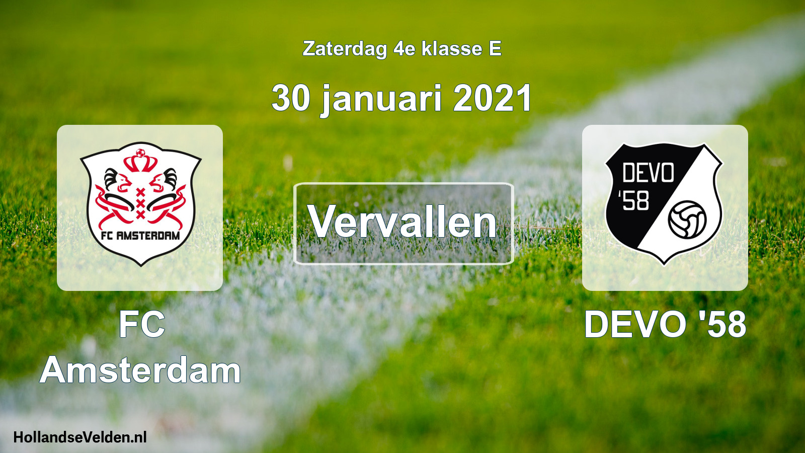 Scheduled Match: FC Amsterdam - DEVO '58 (30 January 2021)