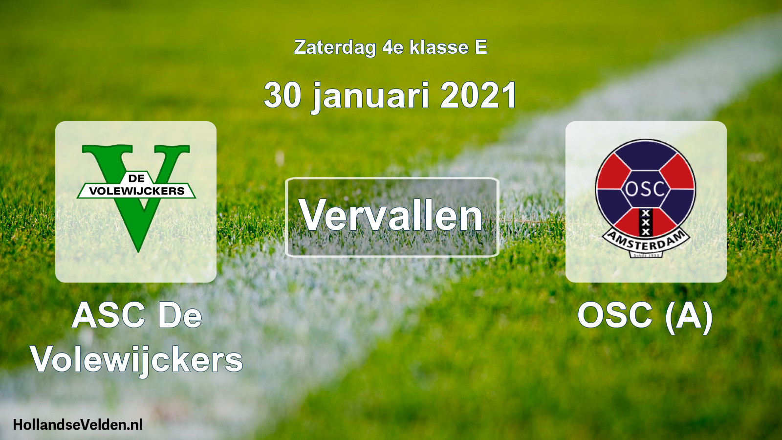 Scheduled Match: ASC De Volewijckers - OSC (A) (30 January 2021)