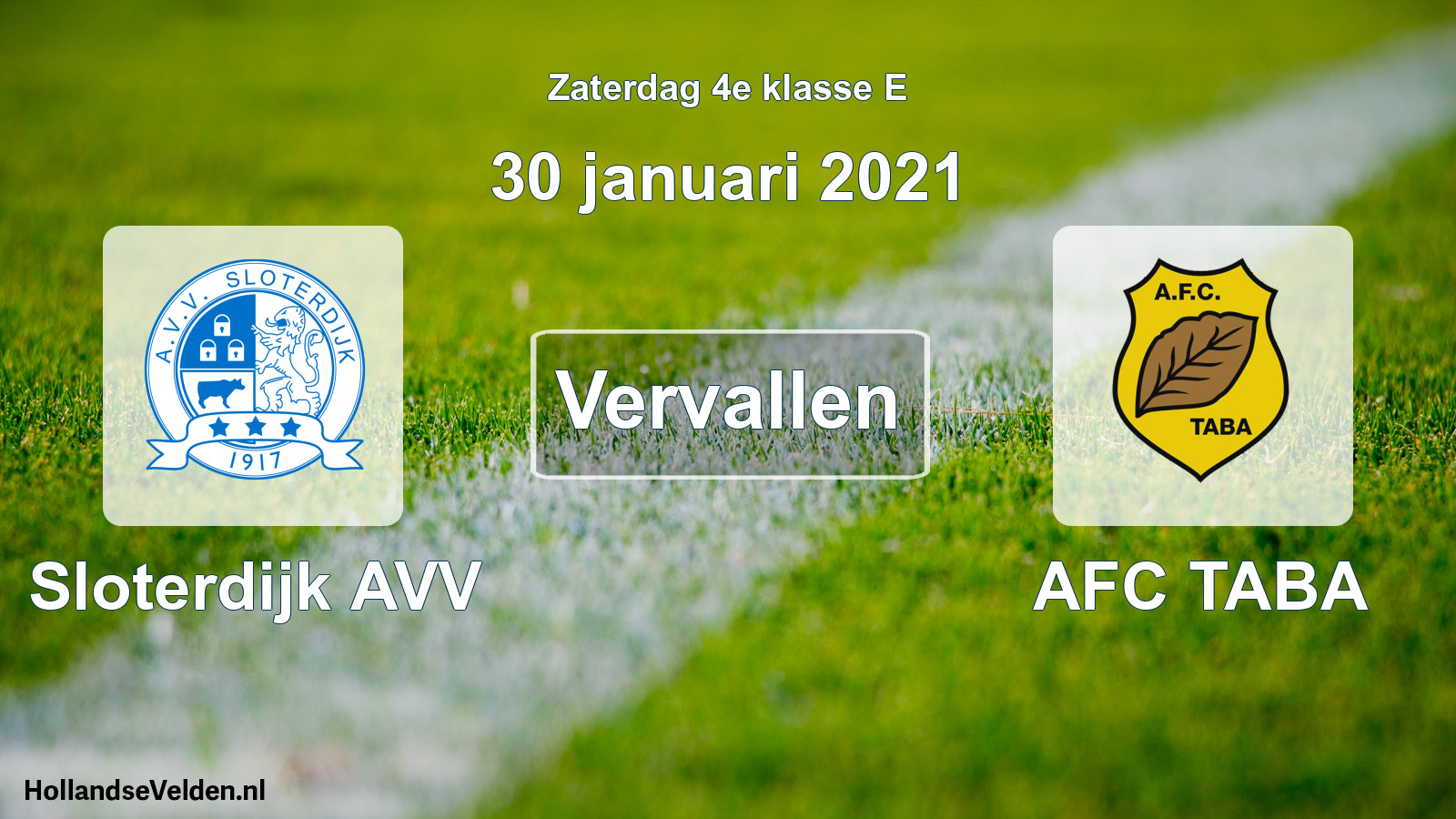 Scheduled Match: Sloterdijk AVV - AFC TABA (30 January 2021)