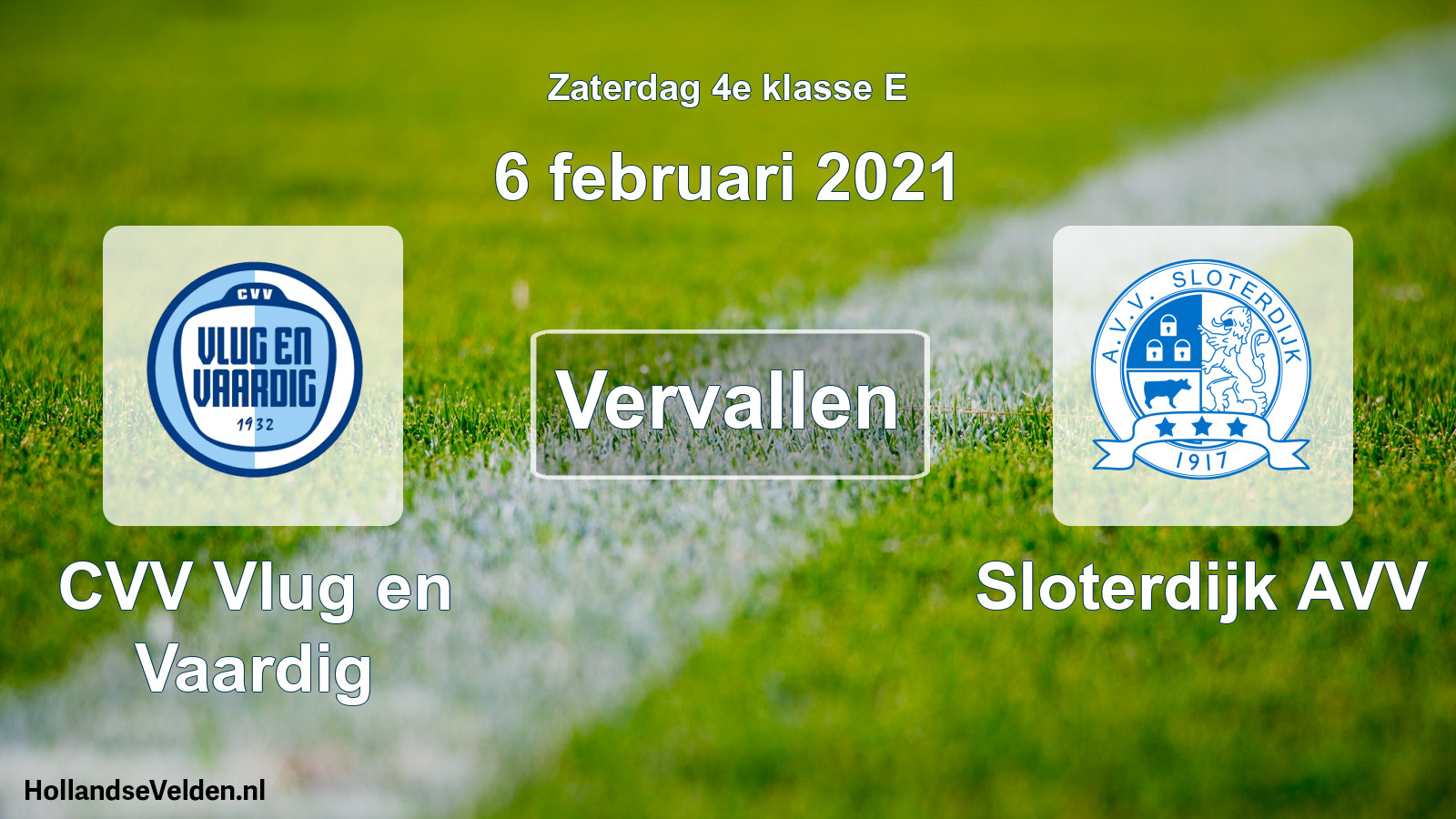 Scheduled Match: CVV Vlug en Vaardig - Sloterdijk AVV (6 February 2021)
