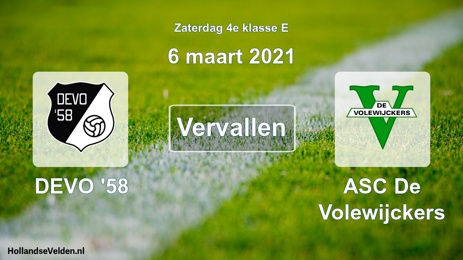 Scheduled Match: DEVO '58 - ASC De Volewijckers (6 March 2021)