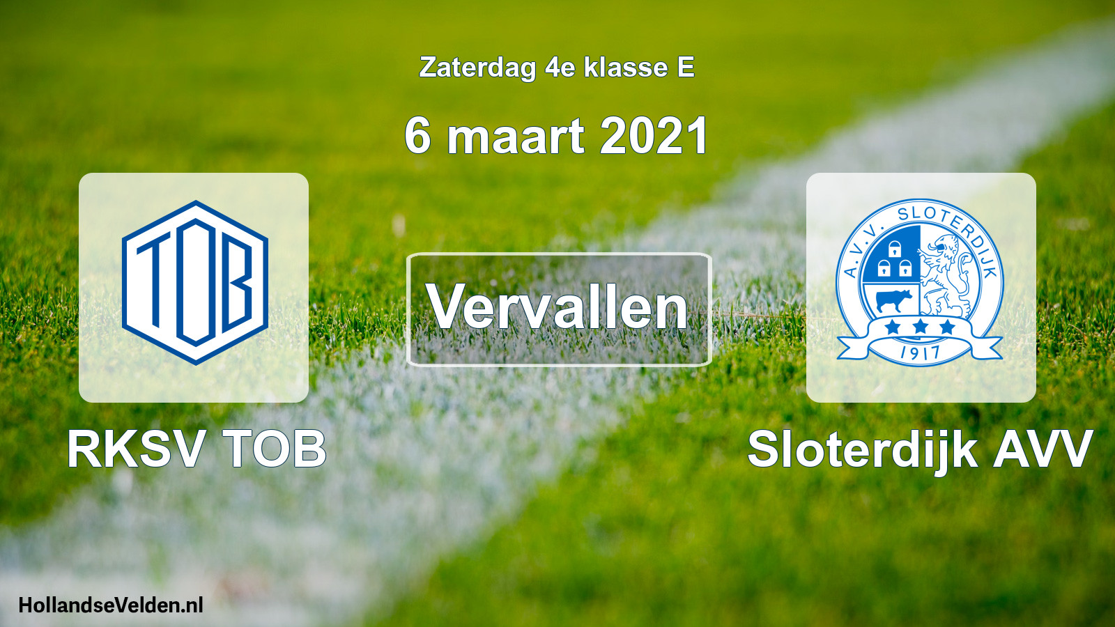 Scheduled Match: RKSV TOB - Sloterdijk AVV (6 March 2021)