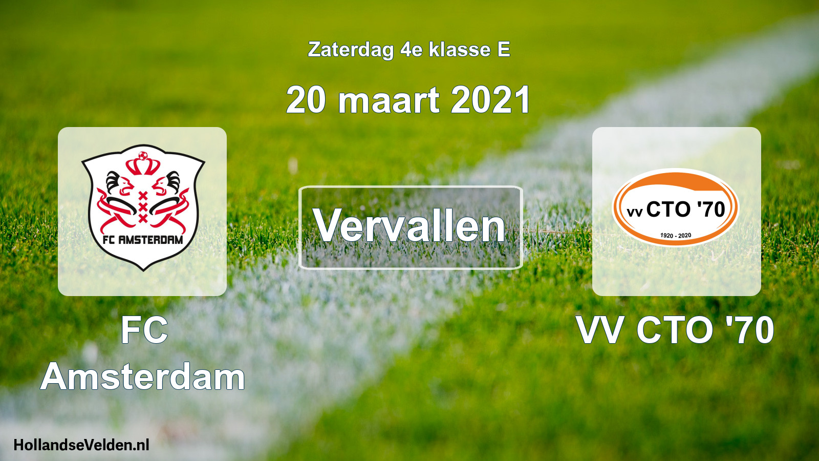 Scheduled Match: FC Amsterdam - VV CTO '70 (20 March 2021)
