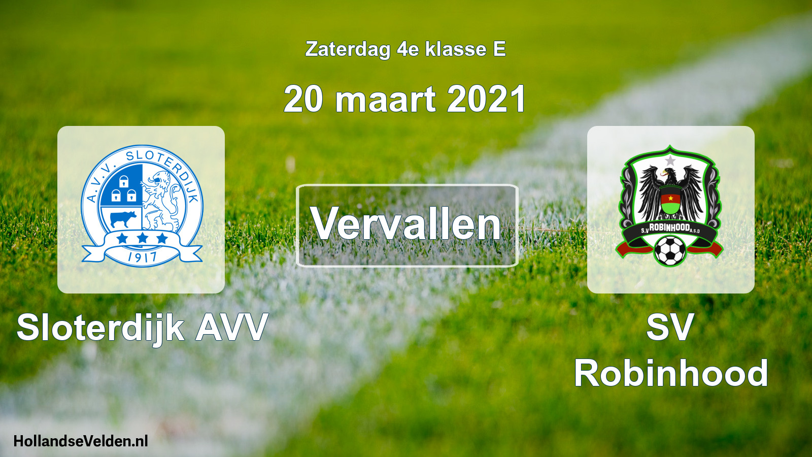 Scheduled Match: Sloterdijk AVV - SV Robinhood (20 March 2021)
