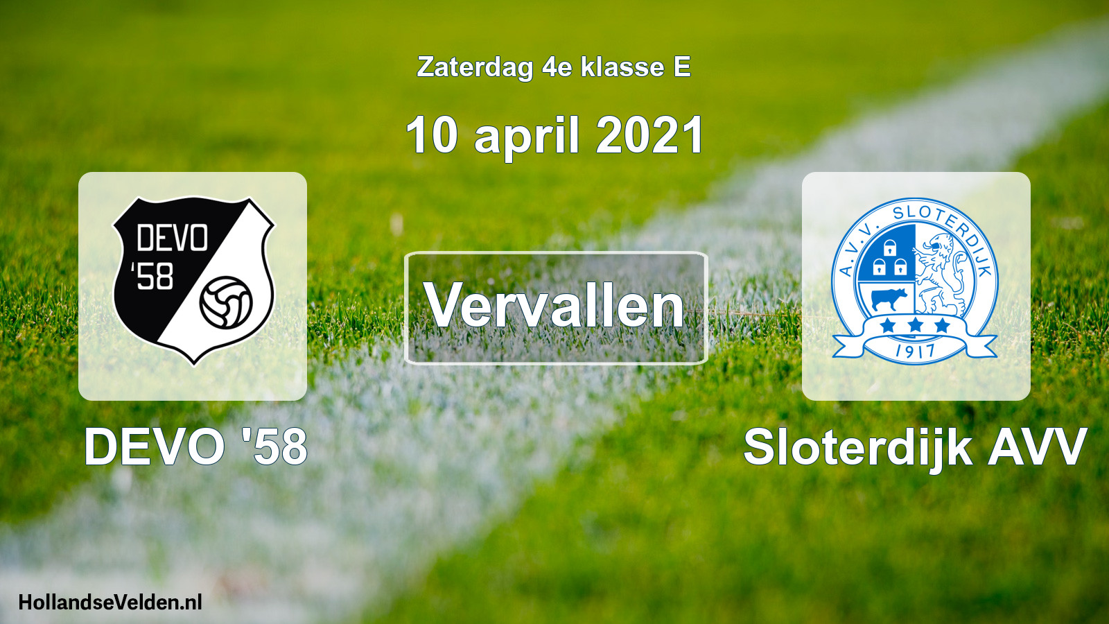 Scheduled Match: DEVO '58 - Sloterdijk AVV (10 April 2021)