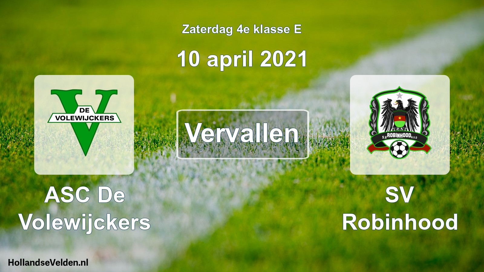 Scheduled Match: ASC De Volewijckers - SV Robinhood (10 April 2021)
