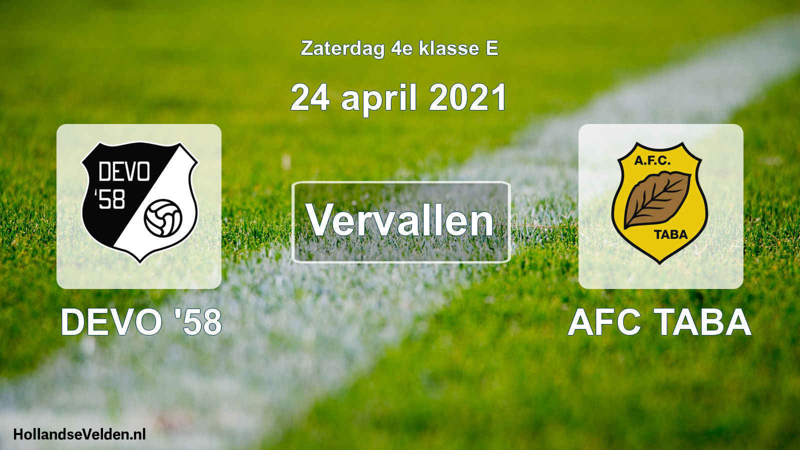 Scheduled Match: DEVO '58 - AFC TABA (24 April 2021)