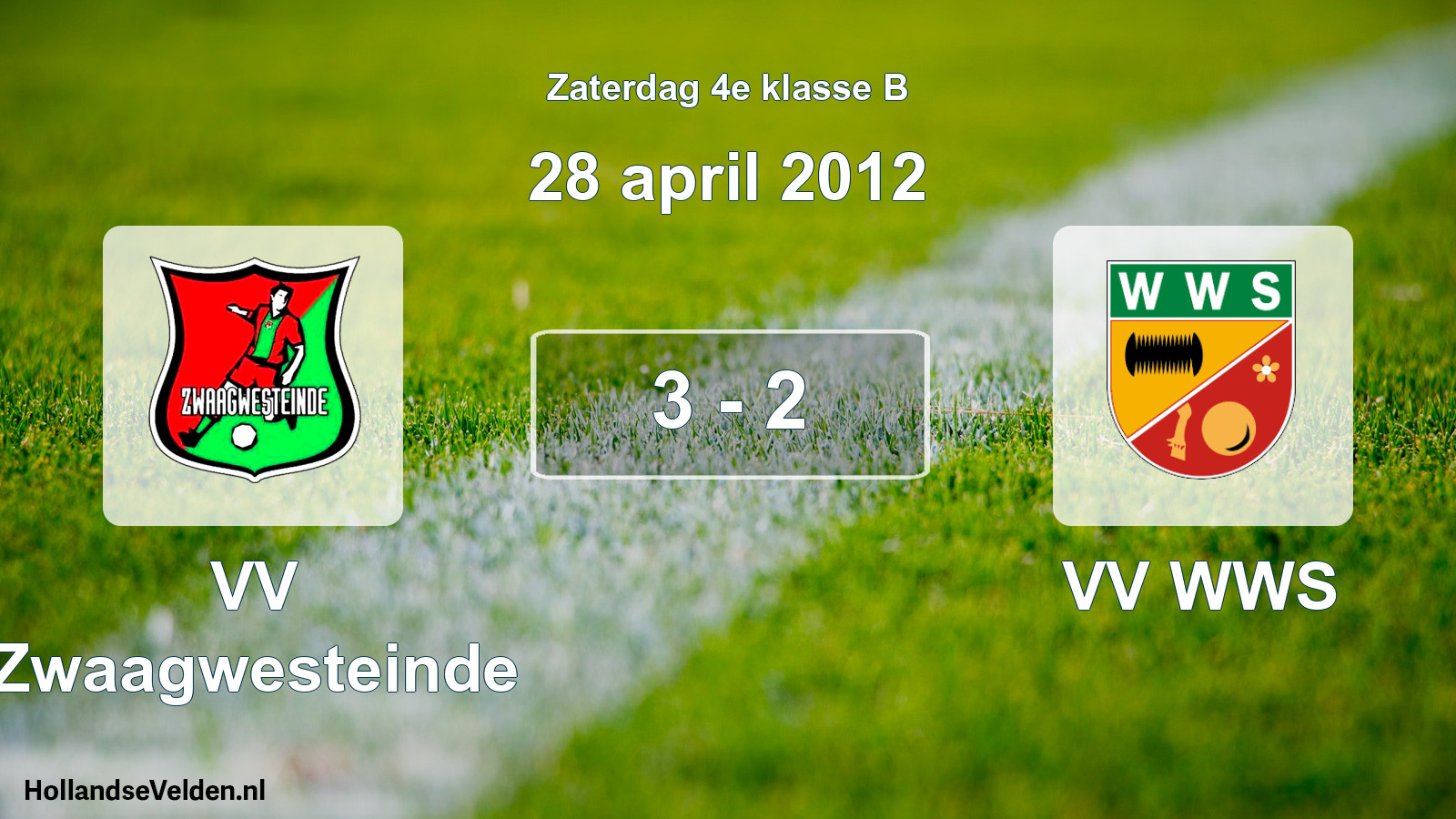 Total number of matches played: VV Zwaagwesteinde - VV WWS 3 - 2 (28 April 2012)