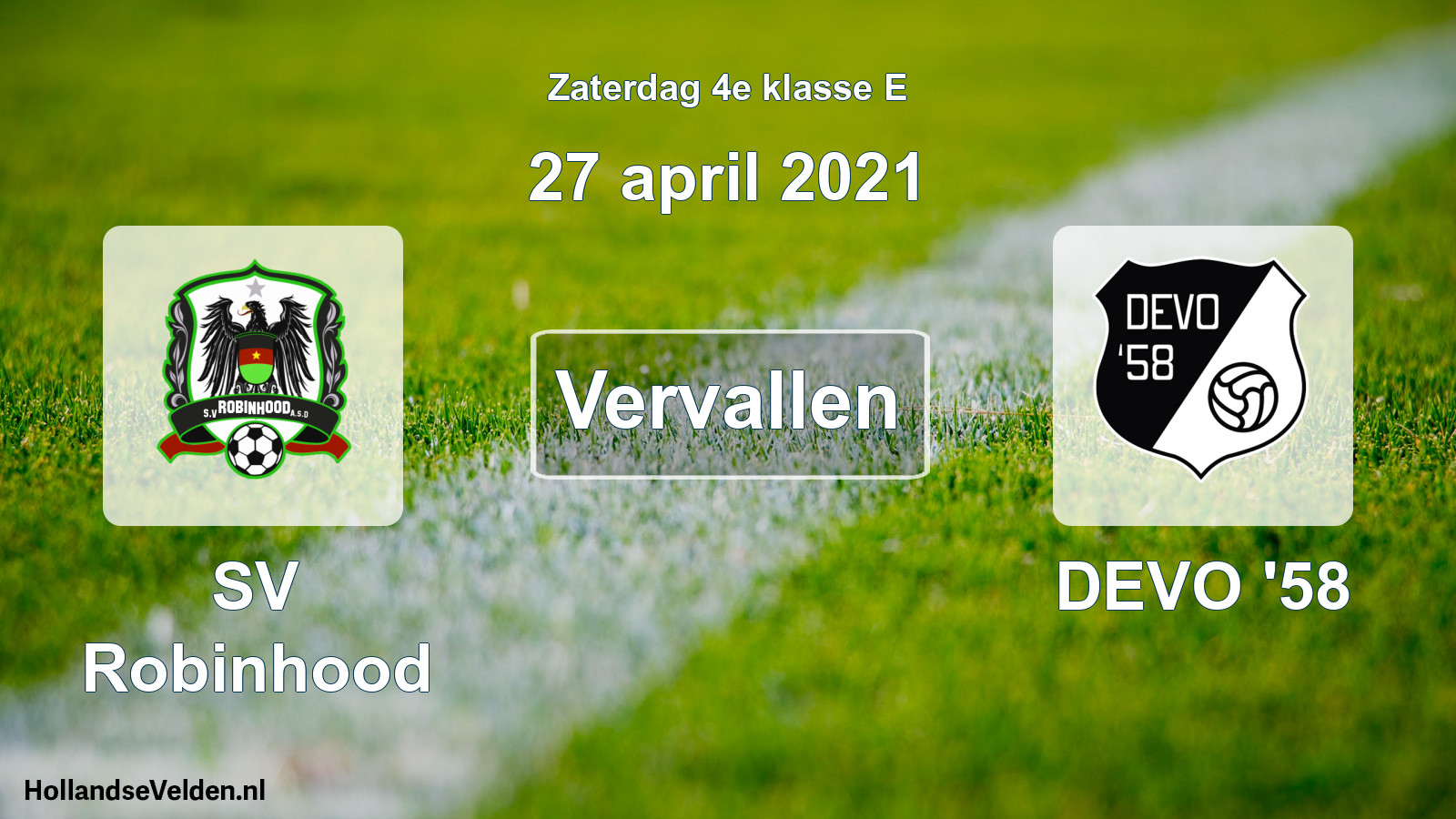 Scheduled Match: SV Robinhood - DEVO '58 (27 April 2021)