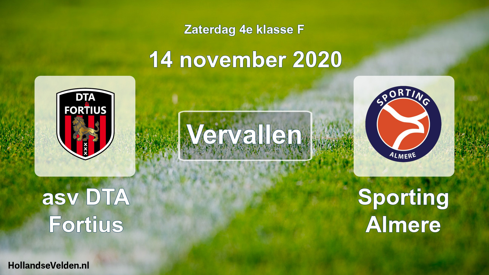 Scheduled Match: asv DTA Fortius - Sporting Almere (14 November 2020)