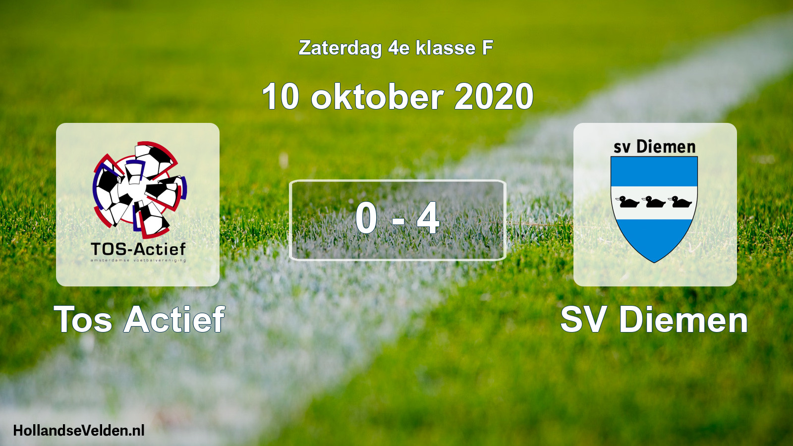 Total number of matches played: Tos Actief - SV Diemen 0 - 4 (10 October 2020)