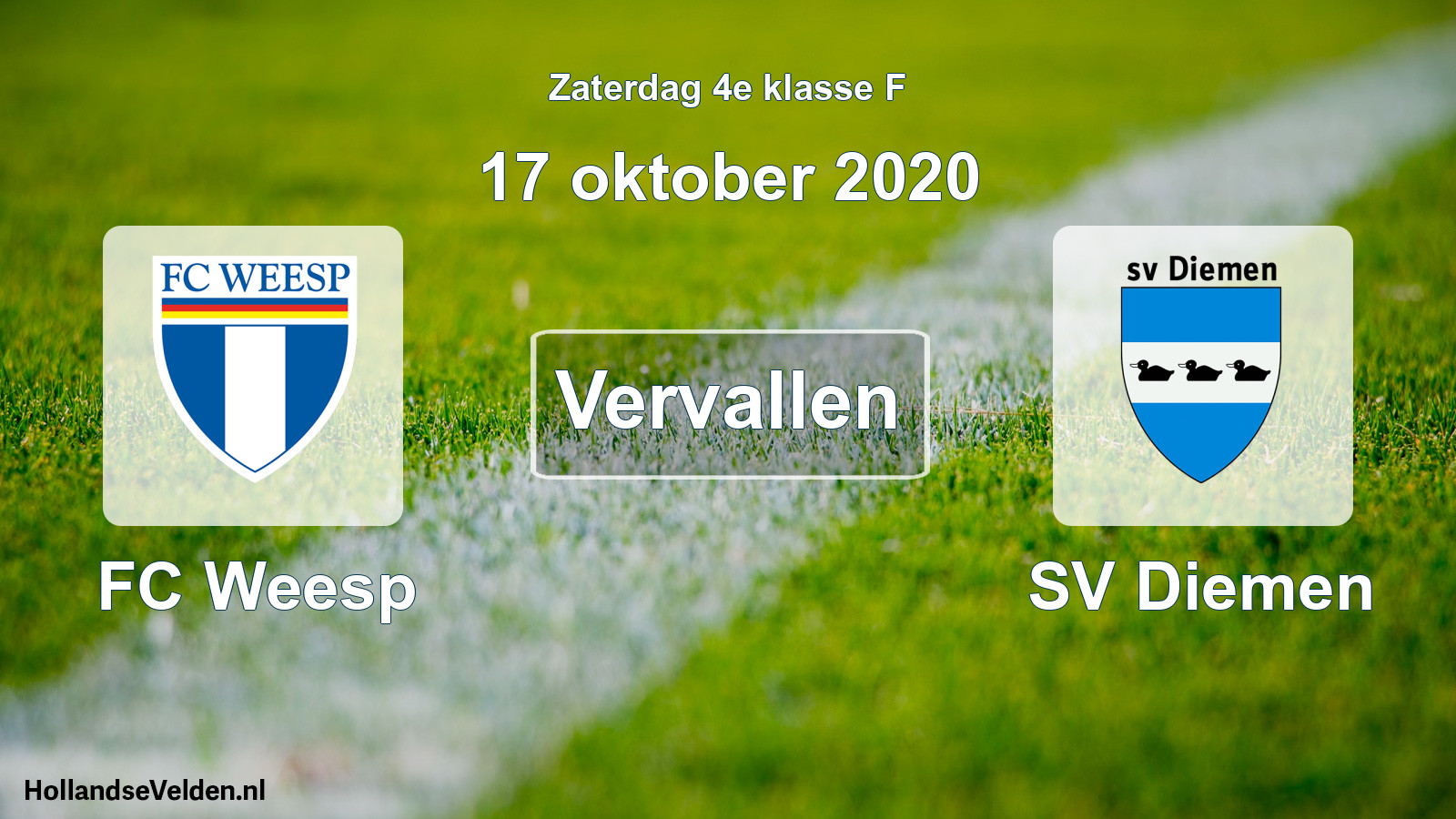 Scheduled Match: FC Weesp - SV Diemen (17 October 2020)