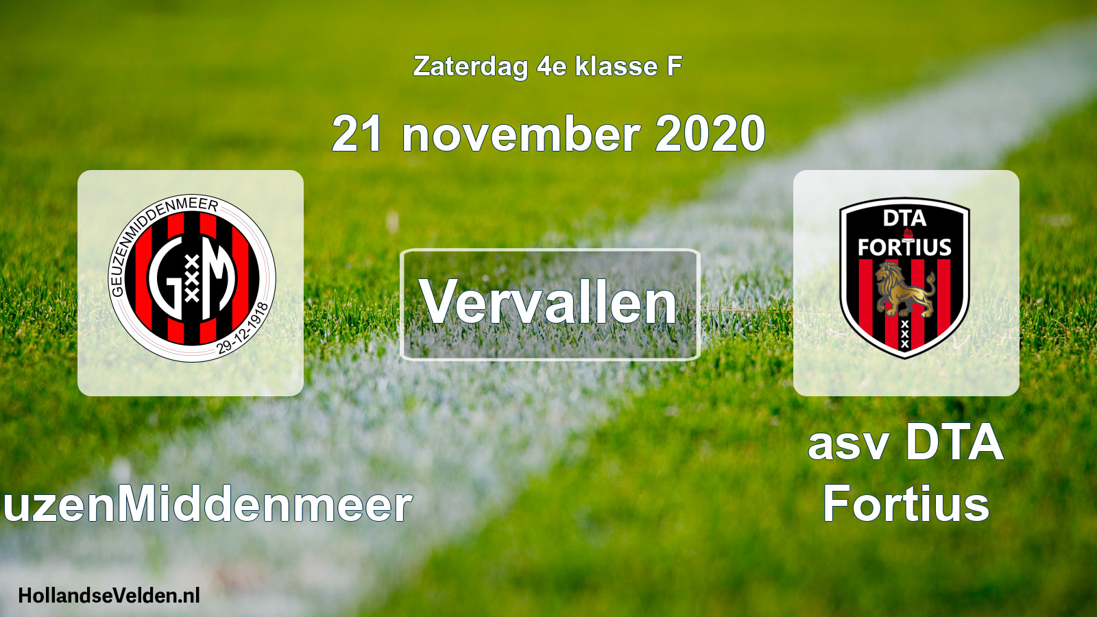Scheduled Match: GeuzenMiddenmeer - asv DTA Fortius (21 November 2020)