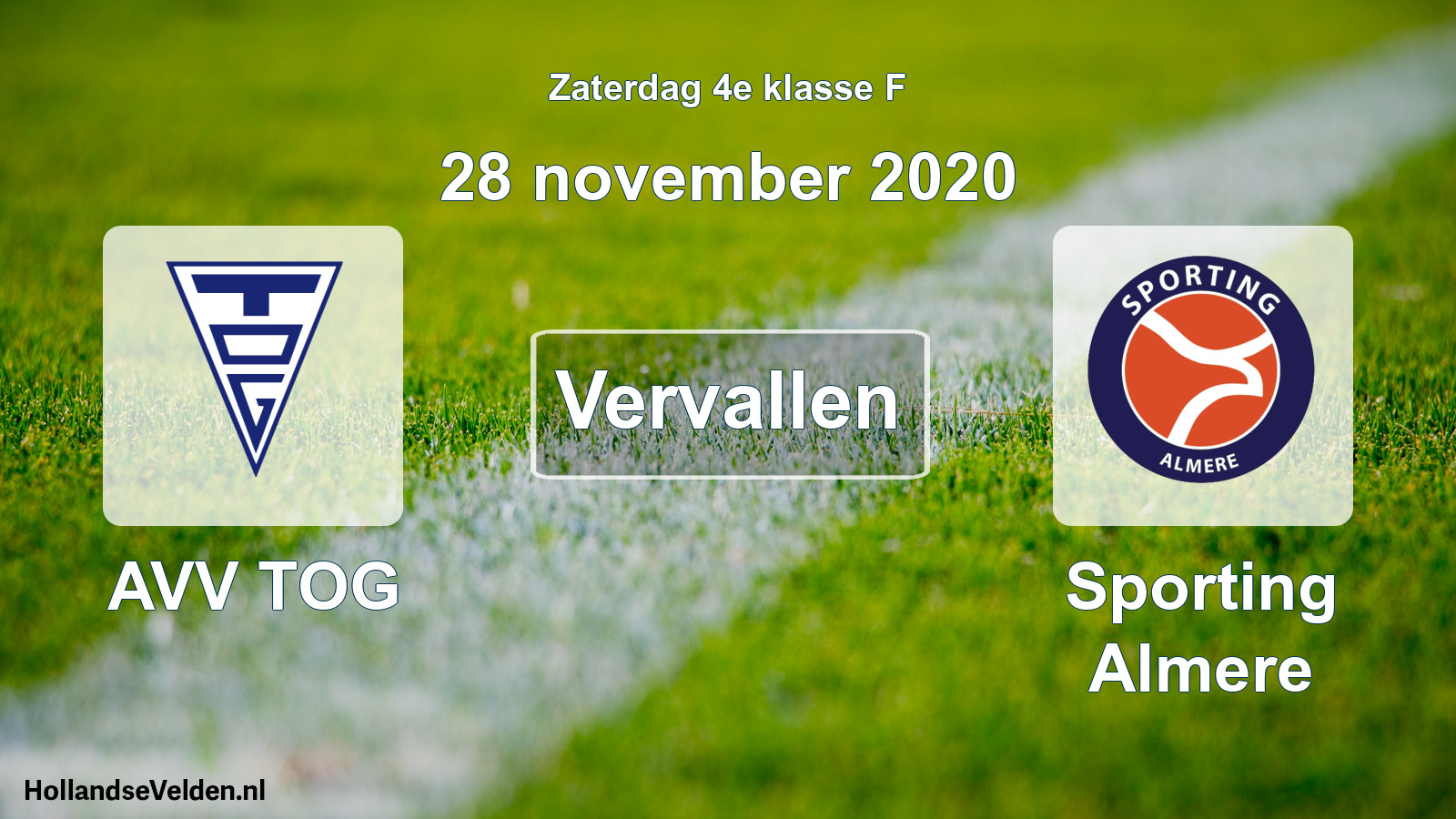 Scheduled Match: AVV TOG - Sporting Almere (28 November 2020)