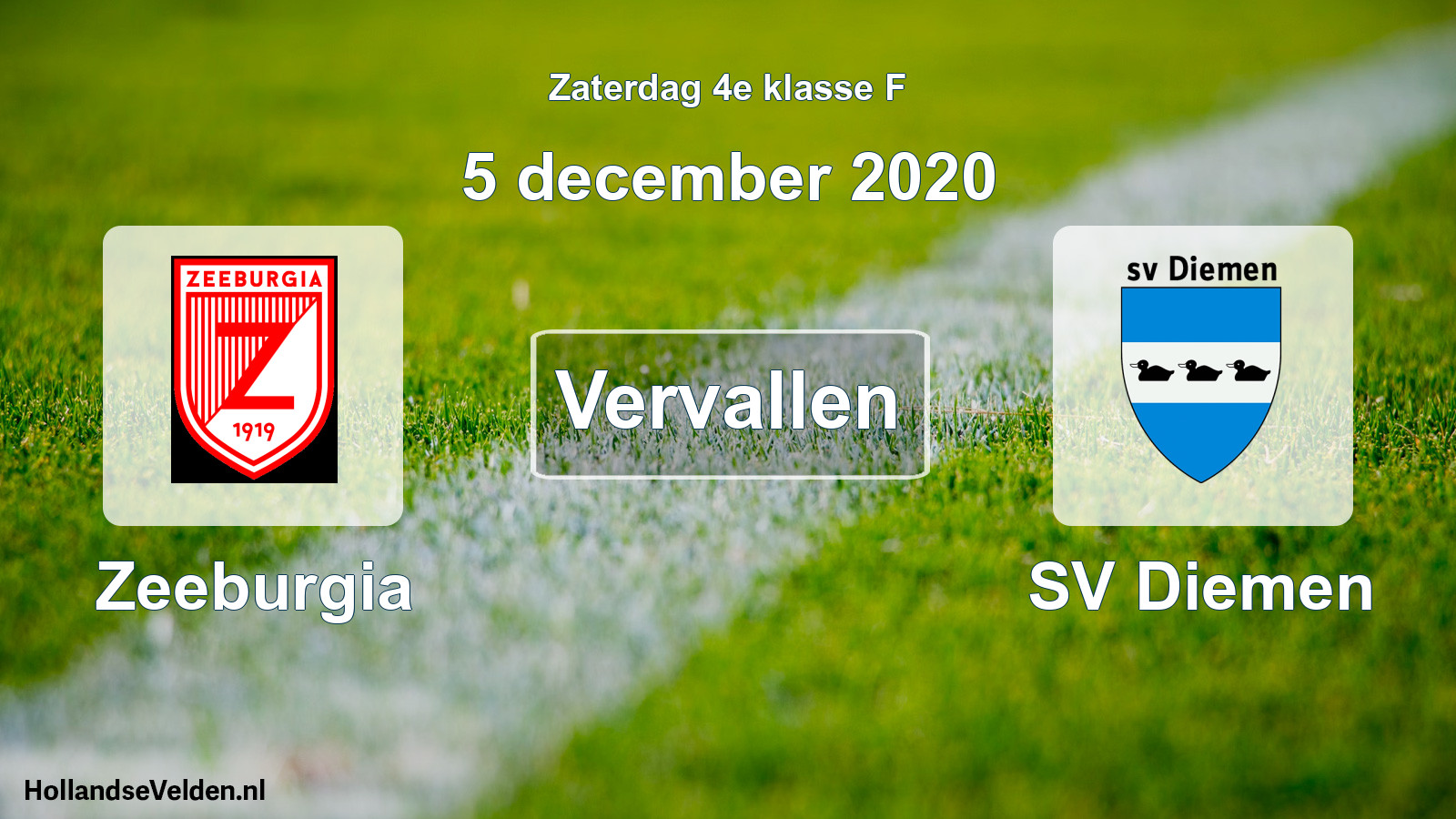 Scheduled Match: Zeeburgia - SV Diemen (5 December 2020)