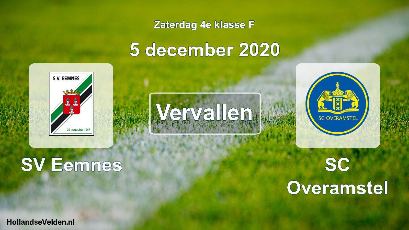 Scheduled Match: SV Eemnes - SC Overamstel (5 December 2020)