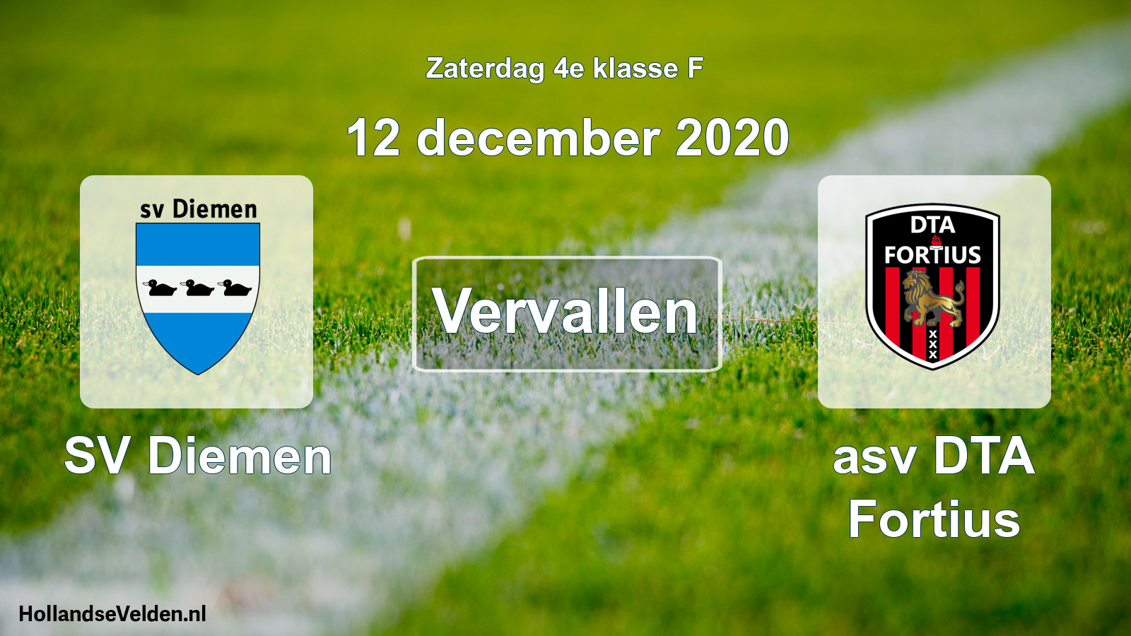 Scheduled Match: SV Diemen - asv DTA Fortius (12 December 2020)