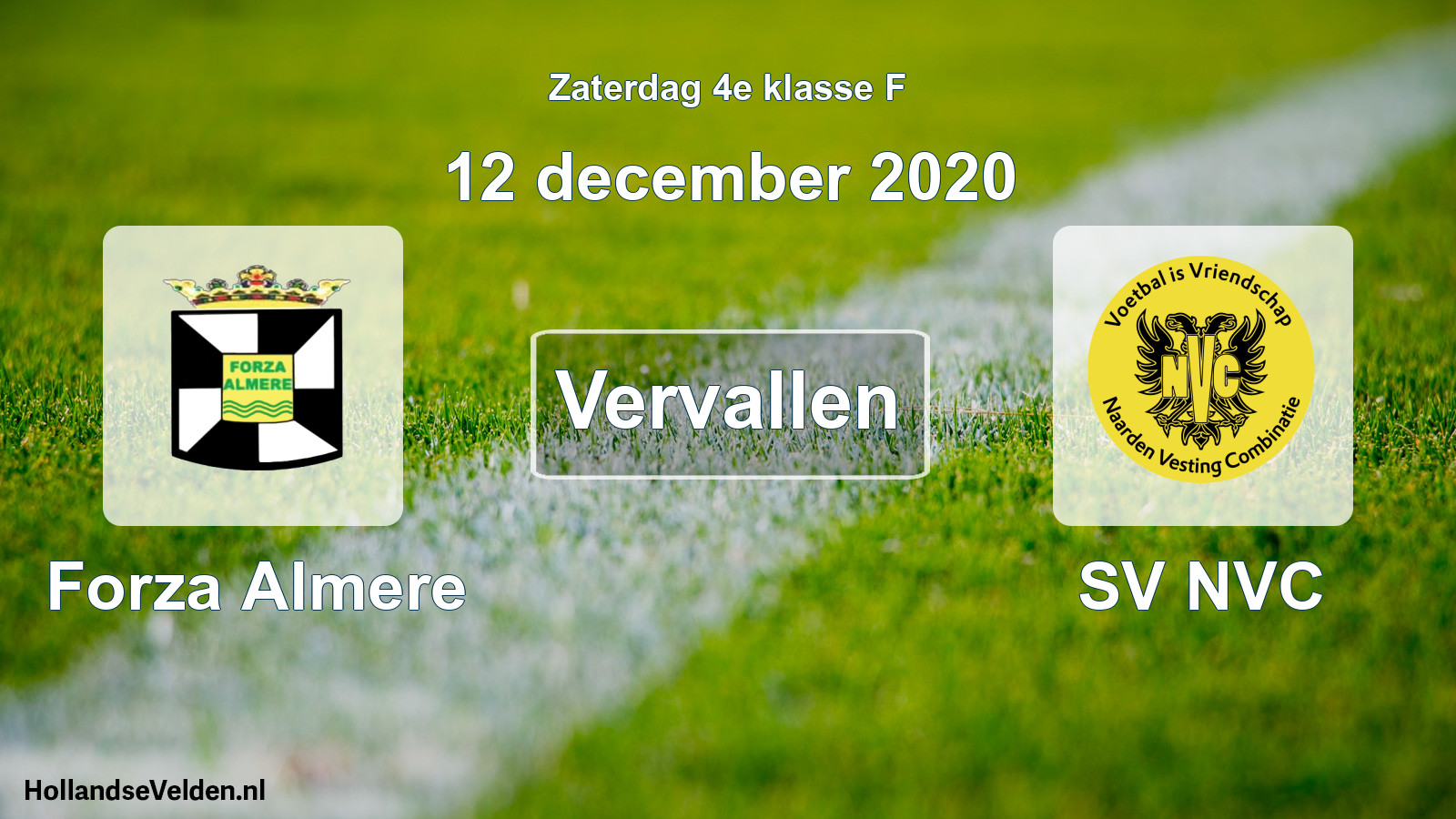 Scheduled Match: Forza Almere - SV NVC (12 December 2020)