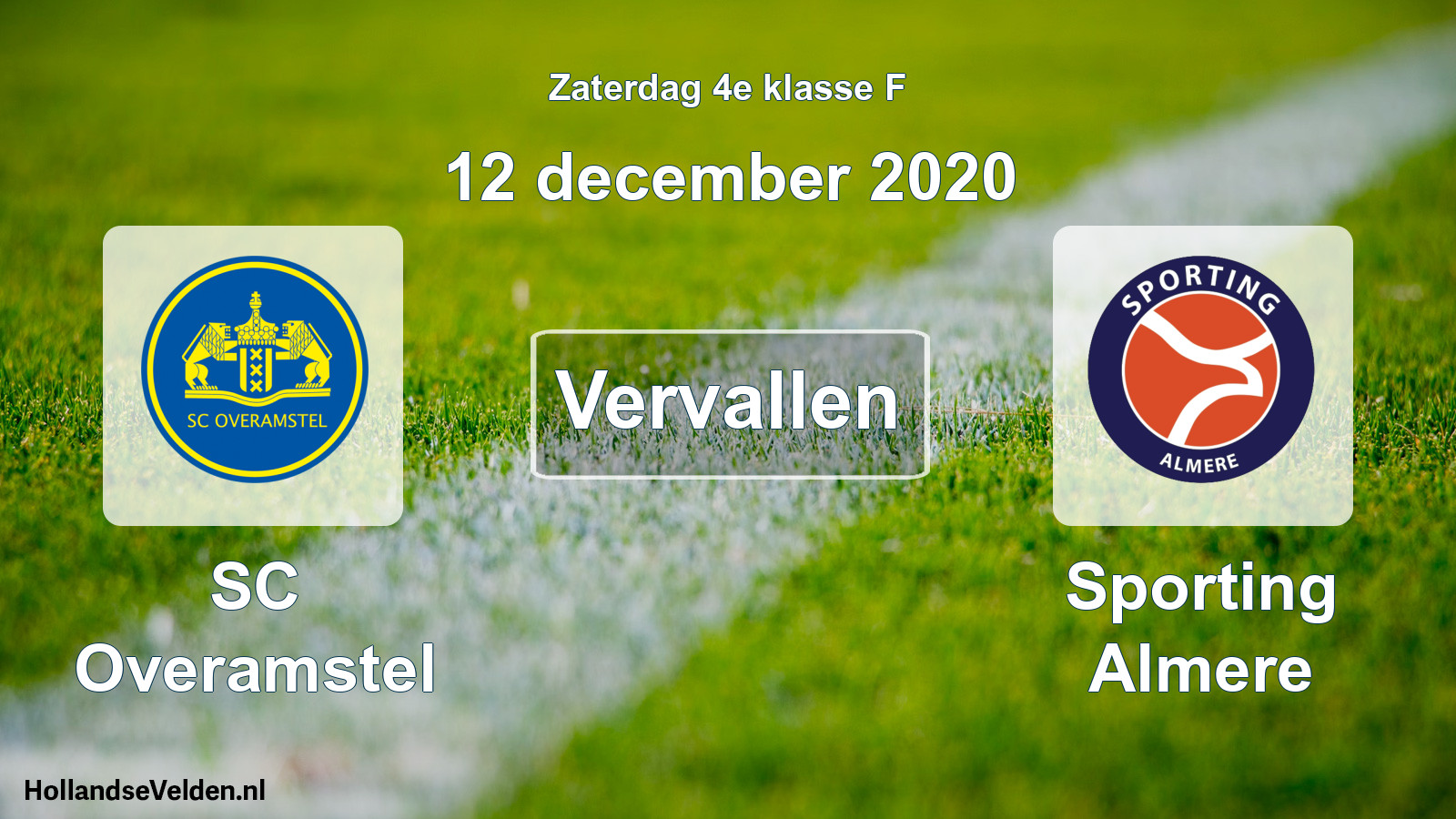 Scheduled Match: SC Overamstel - Sporting Almere (12 December 2020)