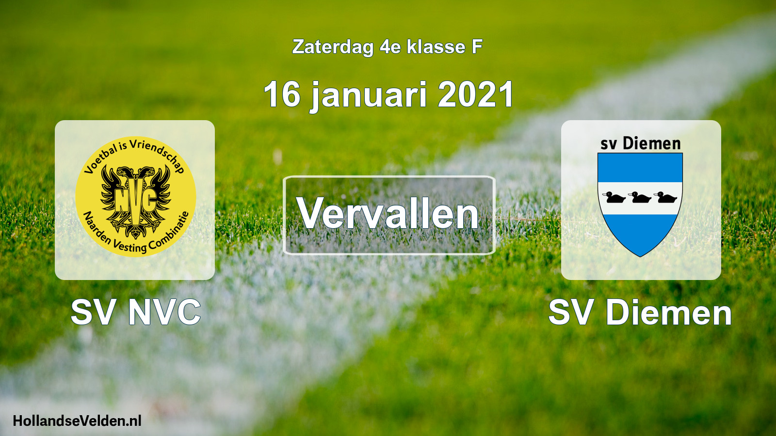 Scheduled Match: SV NVC - SV Diemen (16 January 2021)