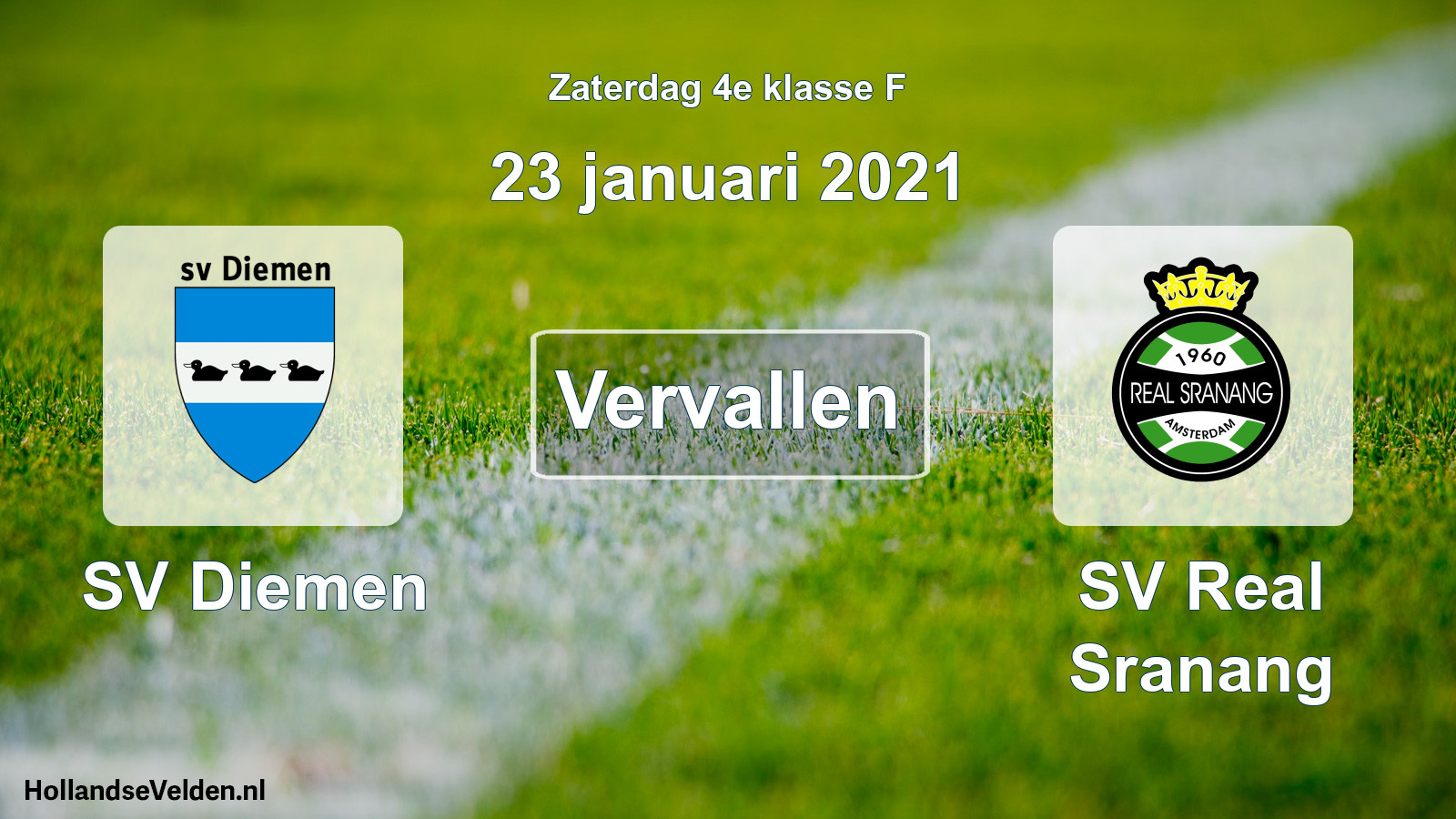 Scheduled Match: SV Diemen - SV Real Sranang (23 January 2021)