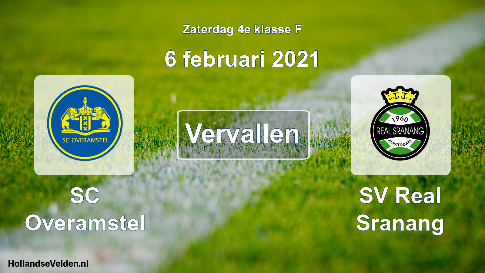 Scheduled Match: SC Overamstel - SV Real Sranang (6 February 2021)