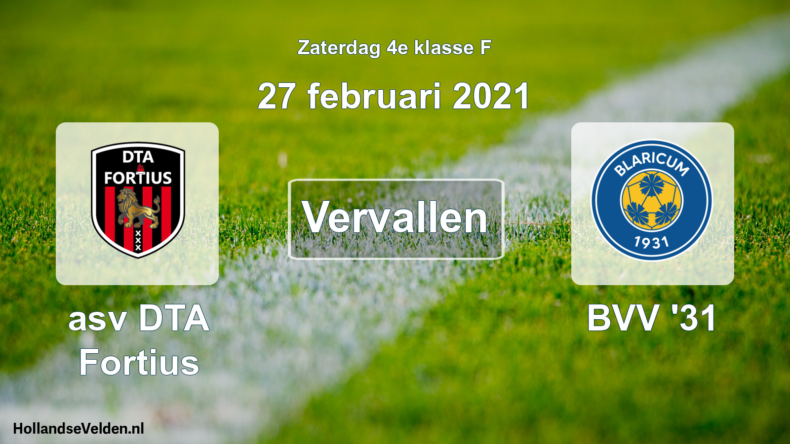 Scheduled Match: asv DTA Fortius - BVV '31 (27 February 2021)