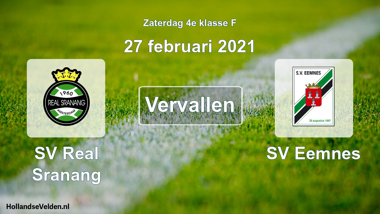 Scheduled Match: SV Real Sranang - SV Eemnes (27 February 2021)