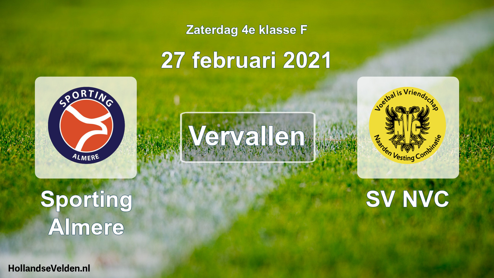 Scheduled Match: Sporting Almere - SV NVC (27 February 2021)