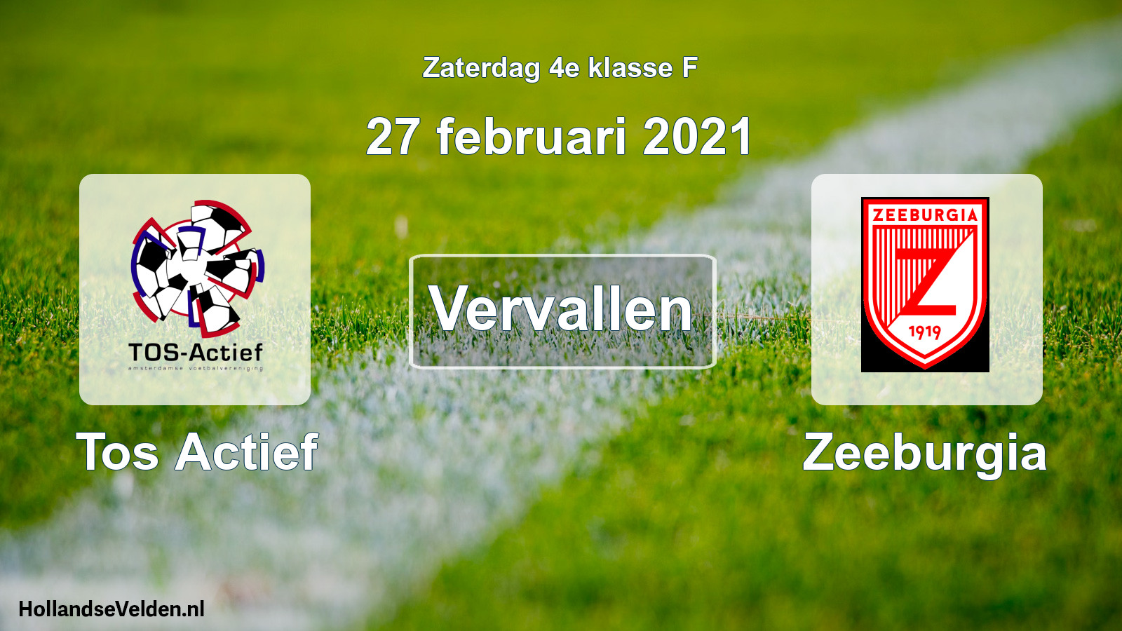 Scheduled Match: Tos Actief - Zeeburgia (27 February 2021)