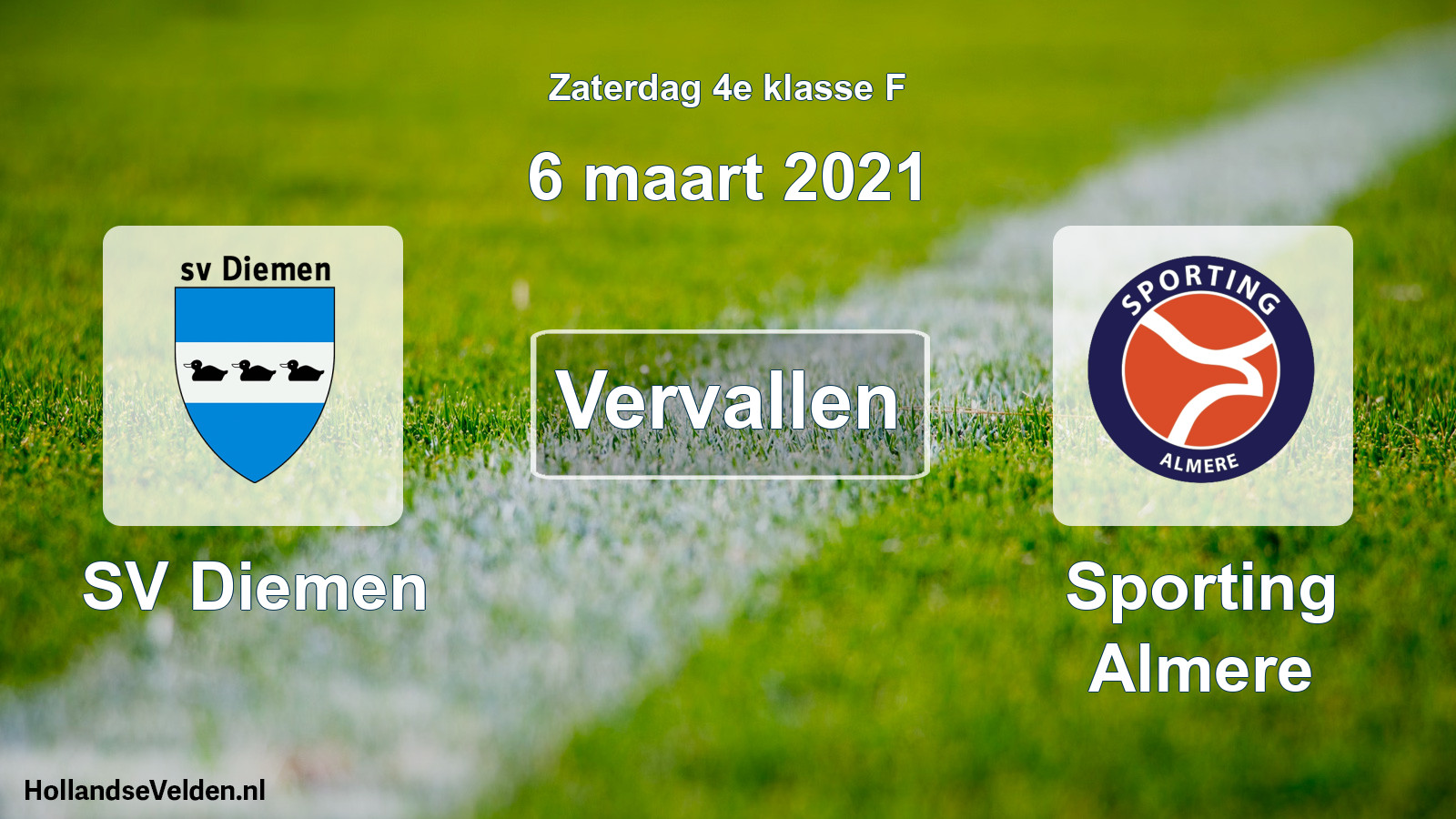 Scheduled Match: SV Diemen - Sporting Almere (6 March 2021)