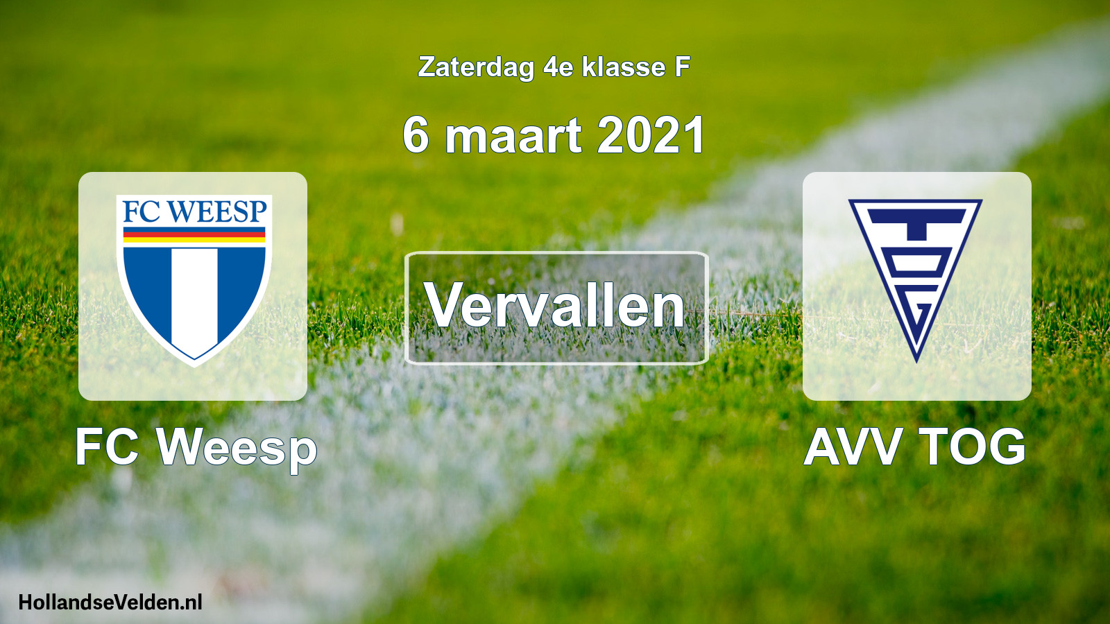 Scheduled Match: FC Weesp - AVV TOG (6 March 2021)