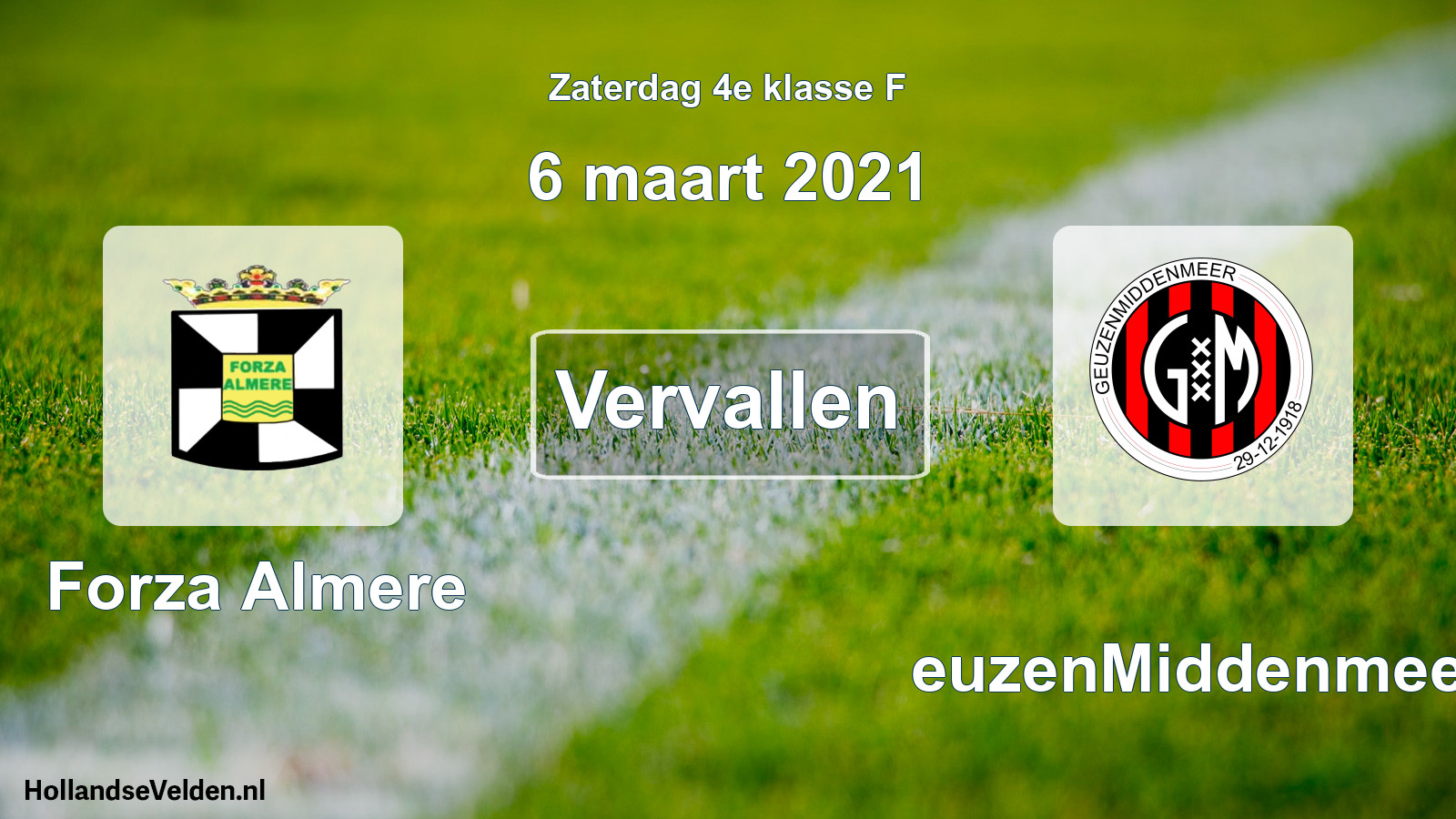 Scheduled Match: Forza Almere - GeuzenMiddenmeer (6 March 2021)