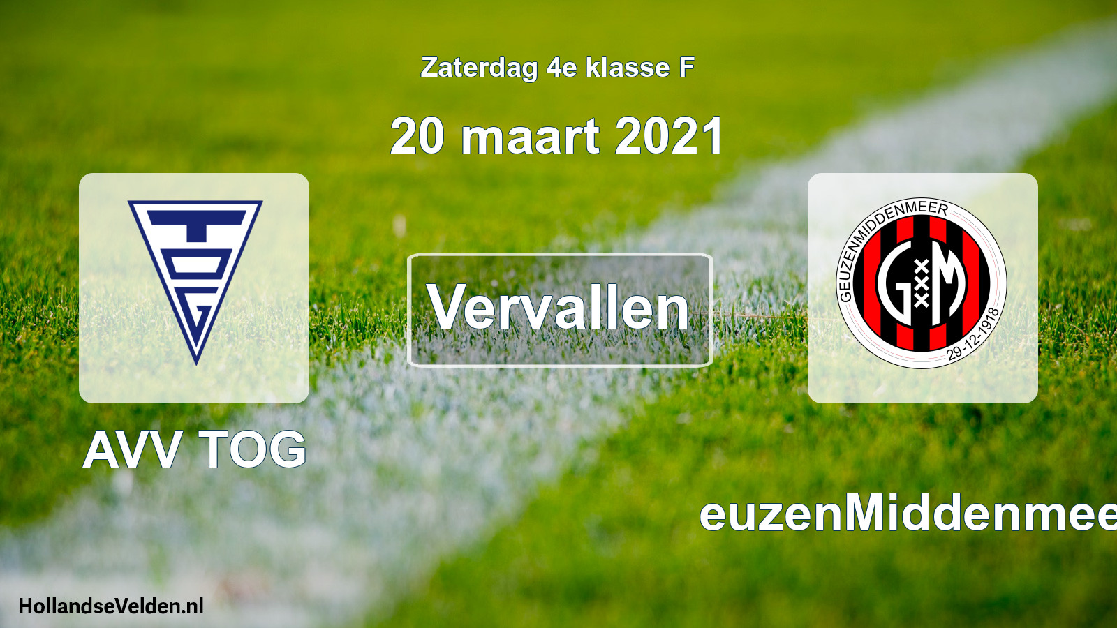 Scheduled Match: AVV TOG - GeuzenMiddenmeer (20 March 2021)