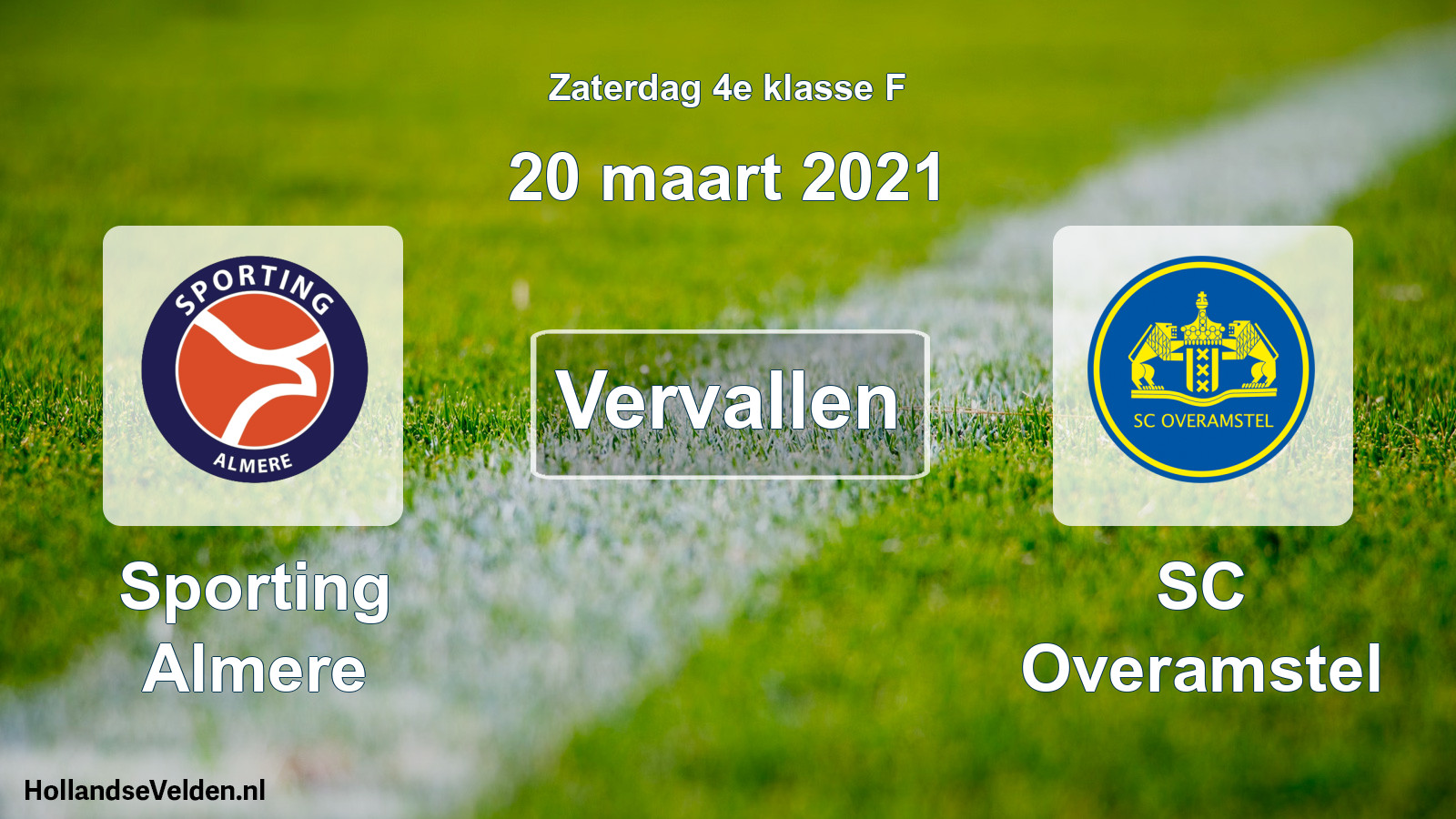 Scheduled Match: Sporting Almere - SC Overamstel (20 March 2021)