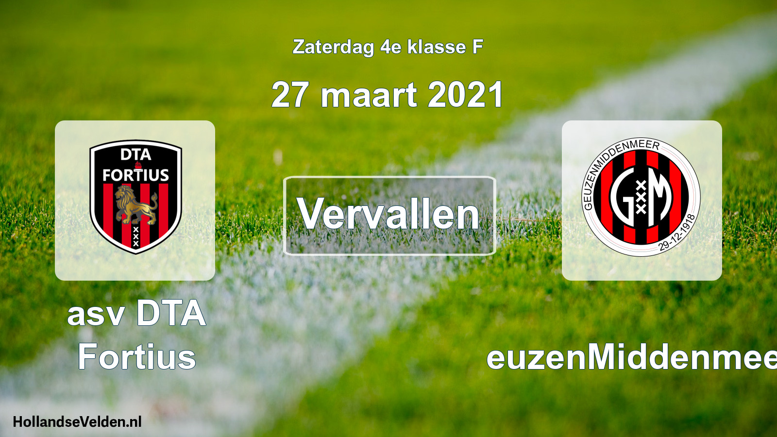 Scheduled Match: asv DTA Fortius - GeuzenMiddenmeer (27 March 2021)