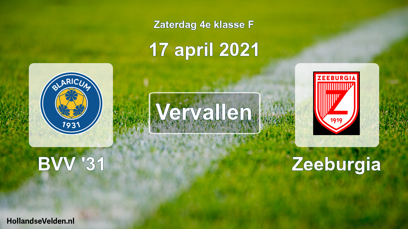Scheduled Match: BVV '31 - Zeeburgia (17 April 2021)