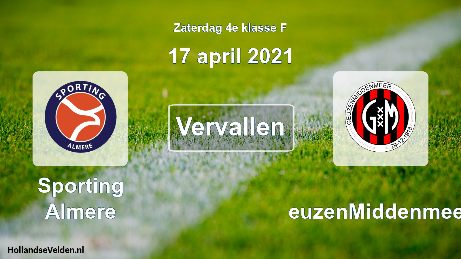Scheduled Match: Sporting Almere - GeuzenMiddenmeer (17 April 2021)