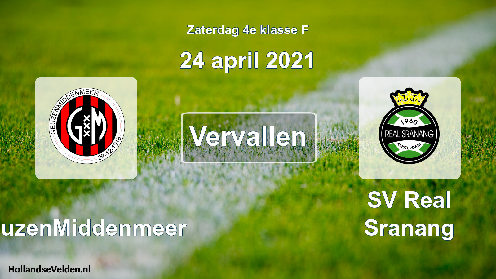 Scheduled Match: GeuzenMiddenmeer - SV Real Sranang (24 April 2021)